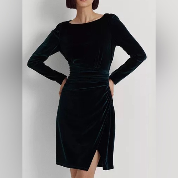 Ralph Lauren Green Velvet Cocktail Dress New - Picture 8 of 8